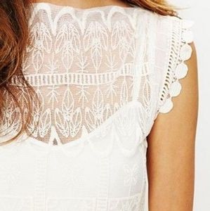 Miguelina Embroidered White Lace Dress